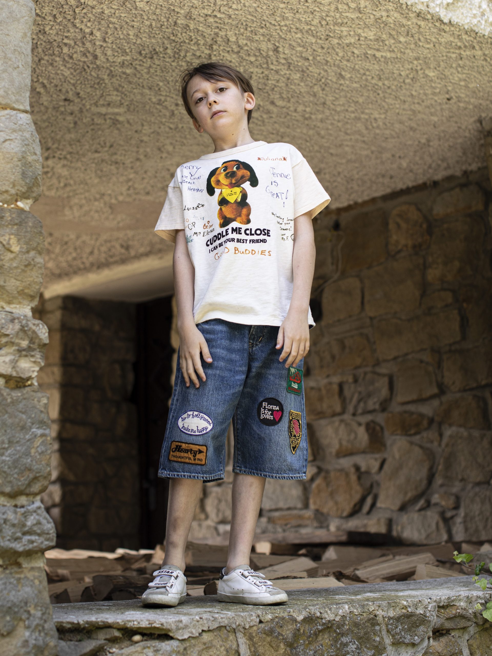 GTH KIDS Denim patch easy shorts