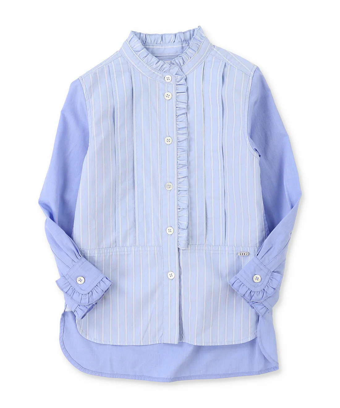 Poplin Striped Ruffle Blouse