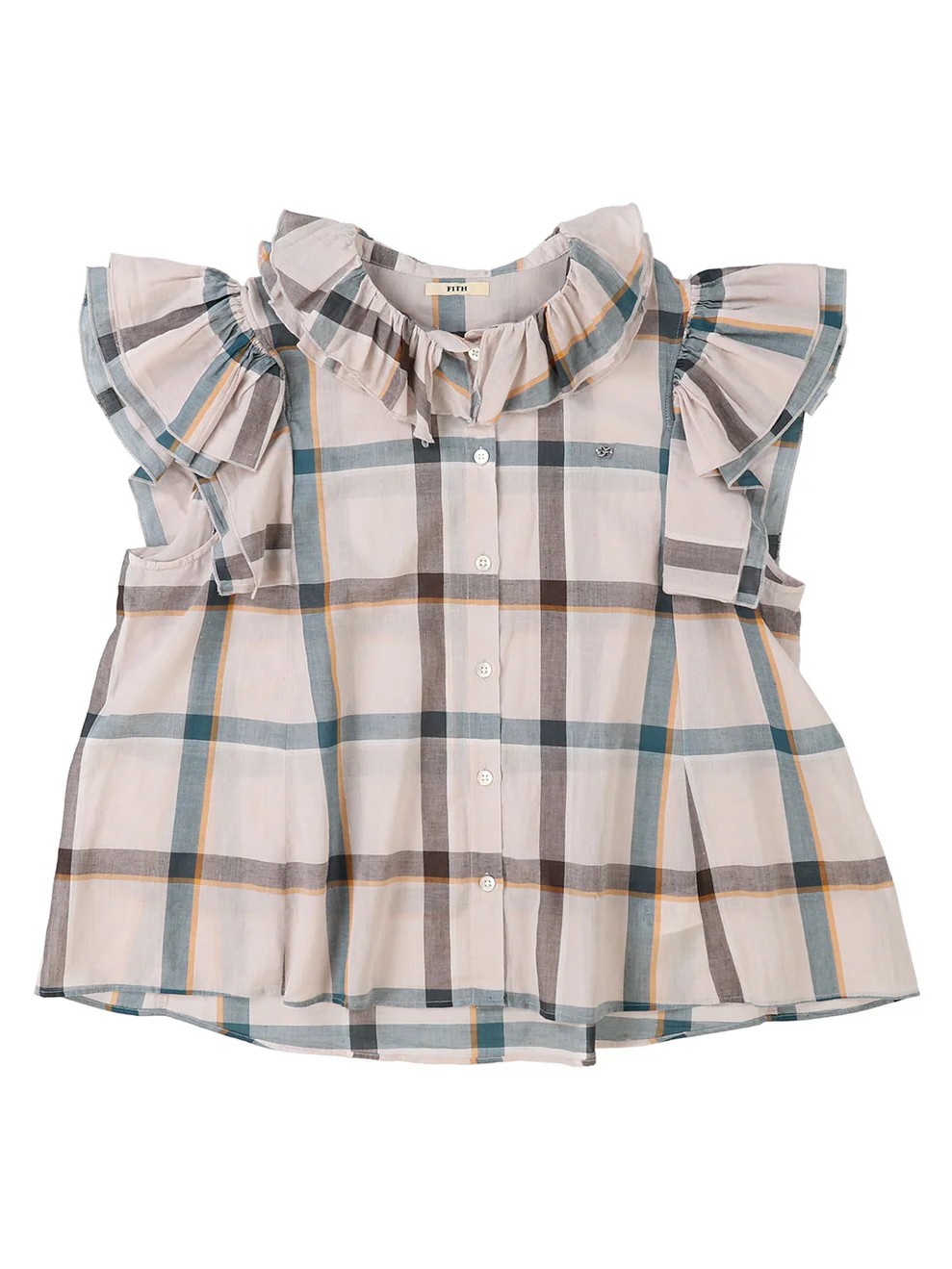 Cotton Linen Ruffled Blouse