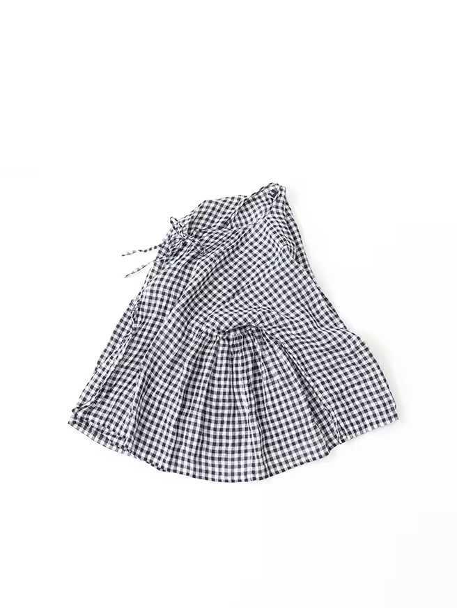 Veritecoeur Gingham Check Wrap Blouse