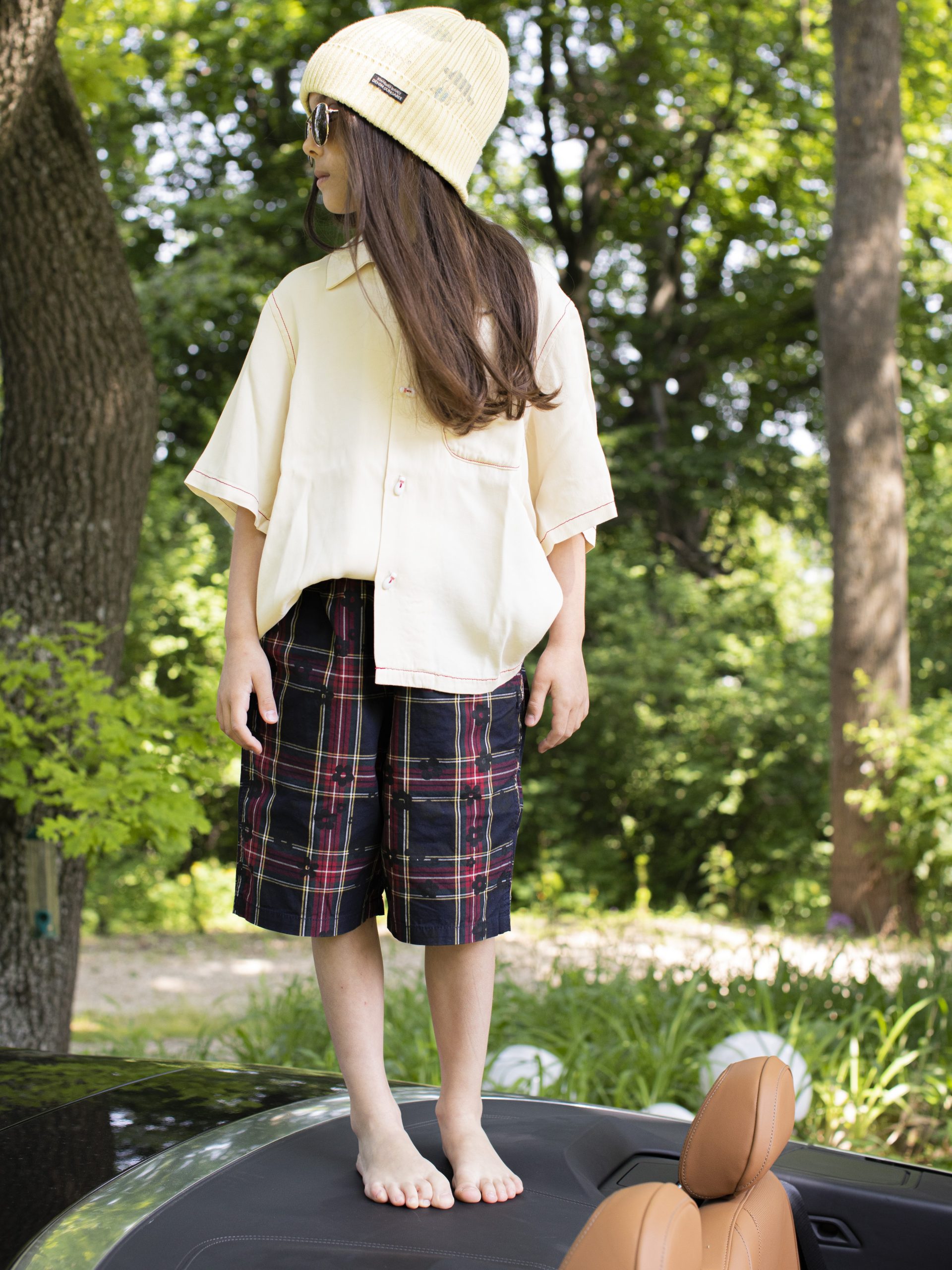 DD KIDS Gabber check print flower easy shorts