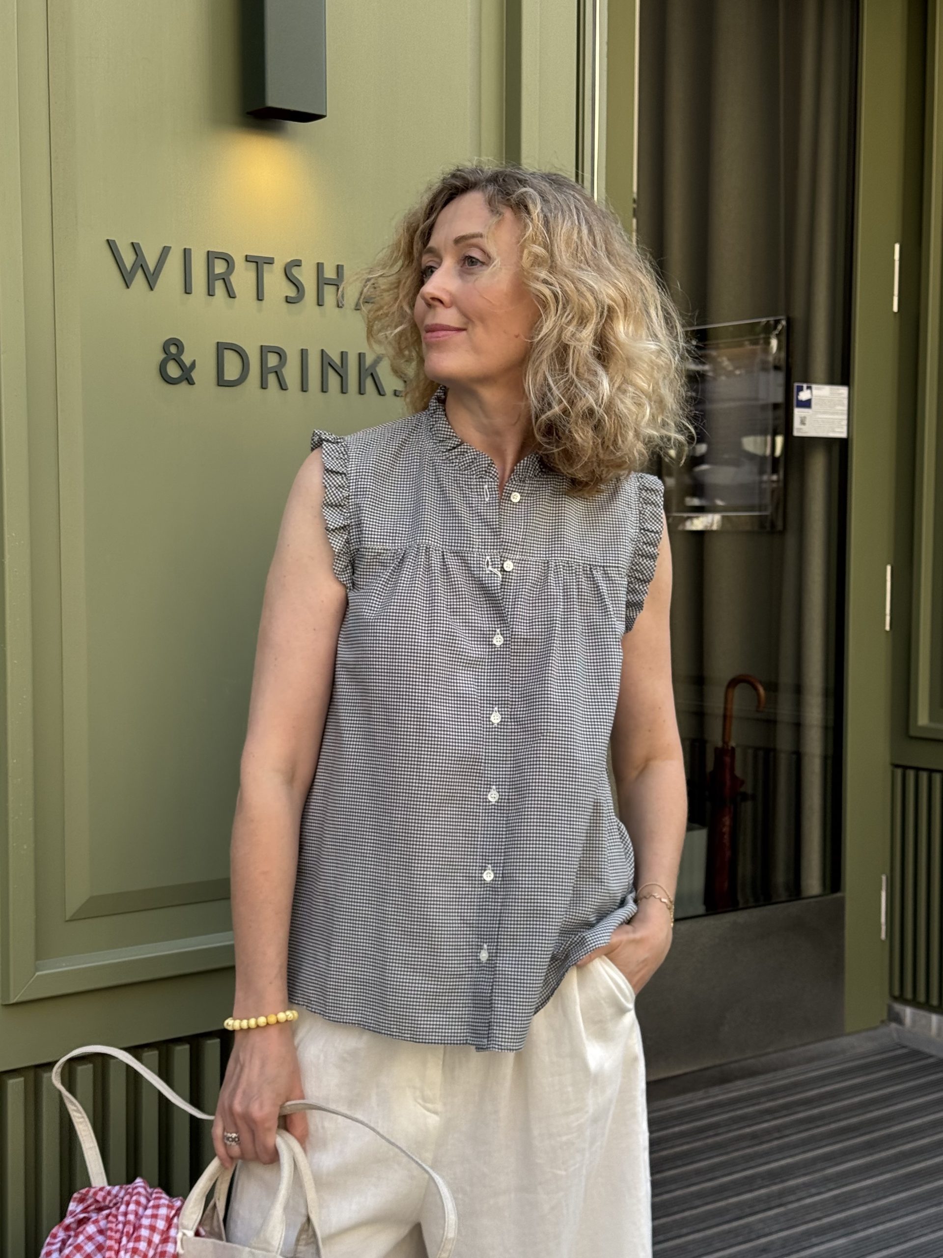 Mariko Cotton Silk Lawn Gingham Check CO/SE Top