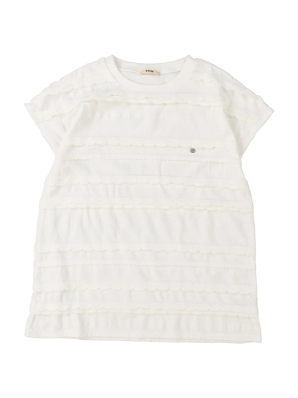Scalloped Jacquard French-sleeve Tee