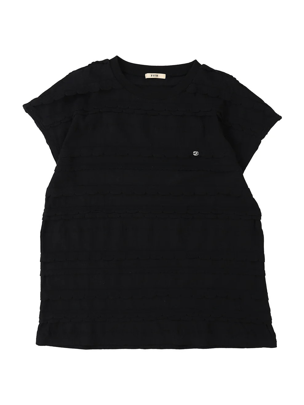 Scalloped Jacquard French-sleeve Tee